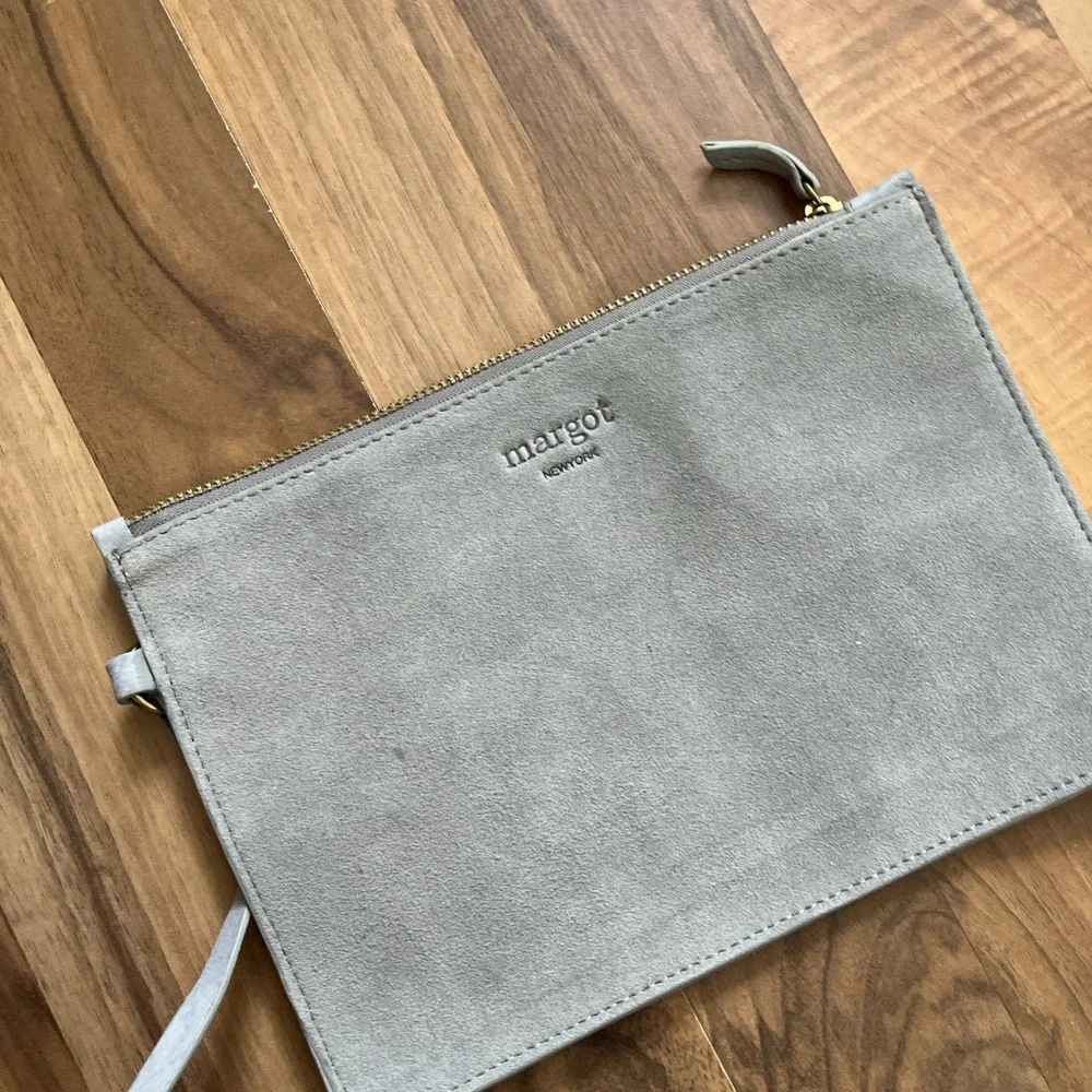 margot Suede Tote Bag in Light Gray